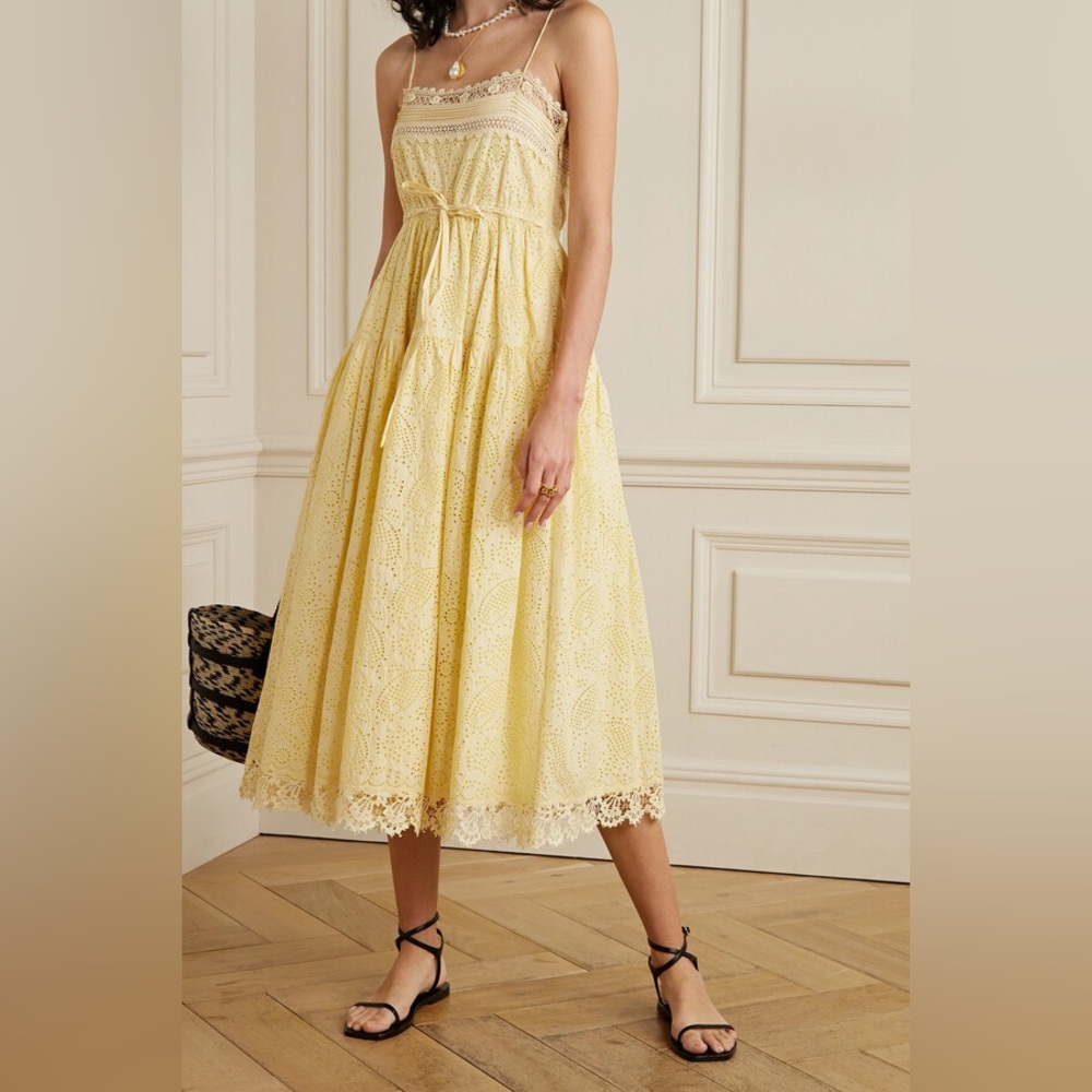 Ulla Johnson Lily Crochet-trimmed Broderie Anglaise Cotton-voile Midi Dress